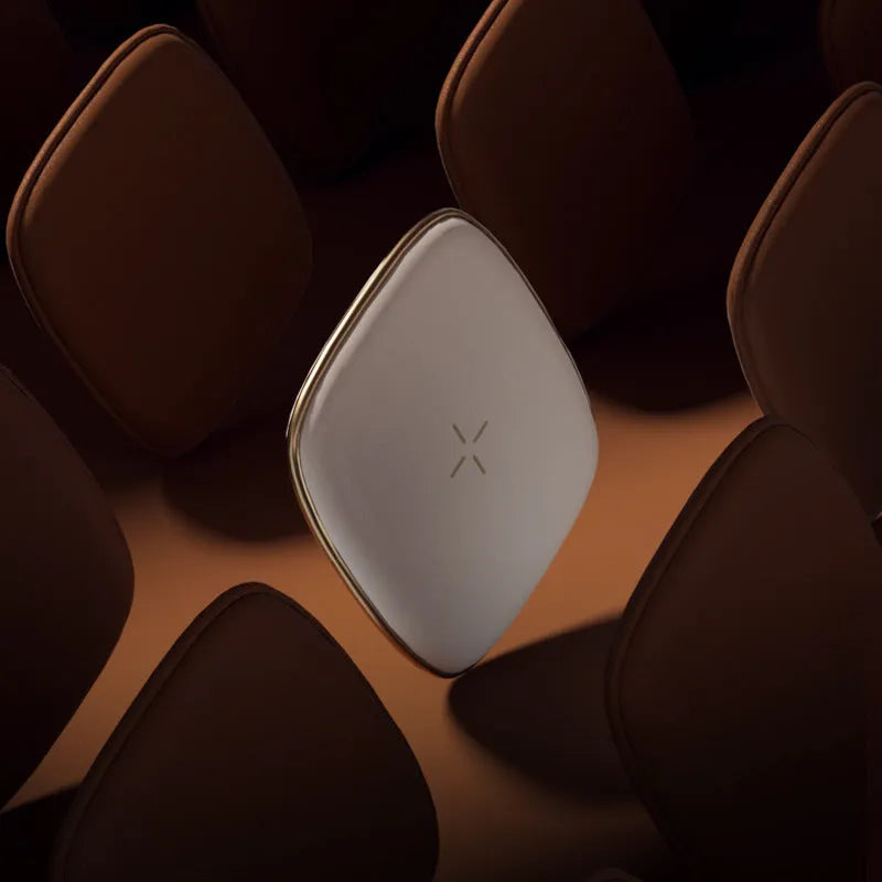 White USB wireless charger, solid colour pattern, 98mm x 95mm x 115mm, for sofa chair or desk.