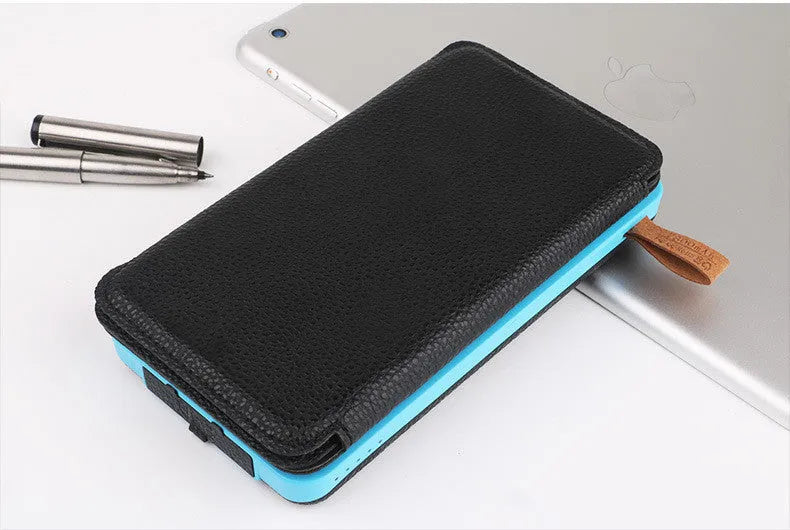 Outdoor solar phone charger with leather exterior in multiple colour options
