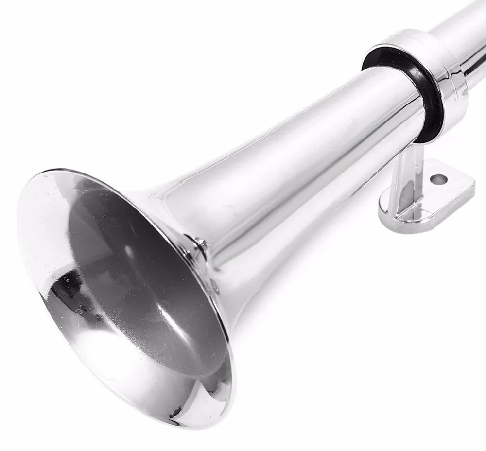 Single trumpet car horn 450mm 12V chrome finish loud train horn