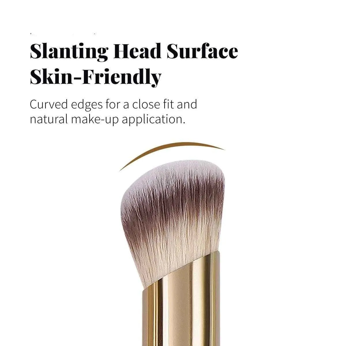 MAANGE set of five apricot-coloured angled kabuki makeup brushes with synthetic bristles.