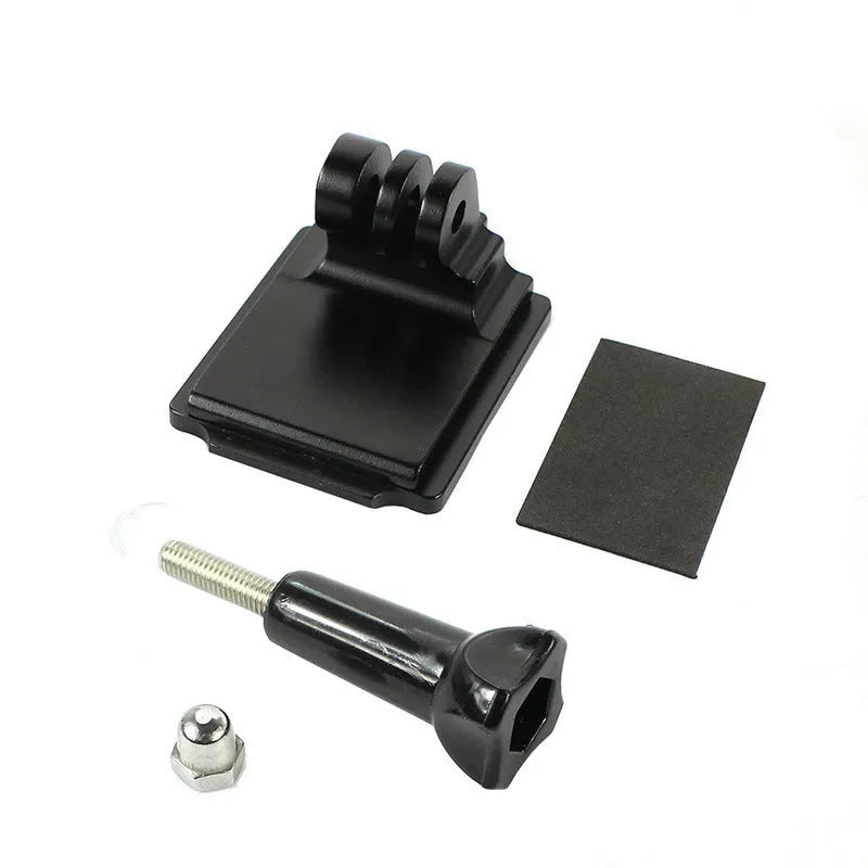Black aluminium alloy and plastic GoPro helmet mount extension rod with quick-release bracket.