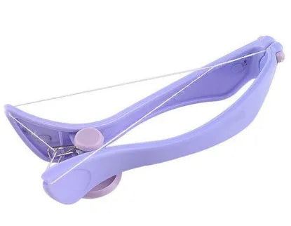 Purple manual cotton hair remover for facial and neck hair, approx. 12 x 4.5 x 3.7cm with ABS handle.