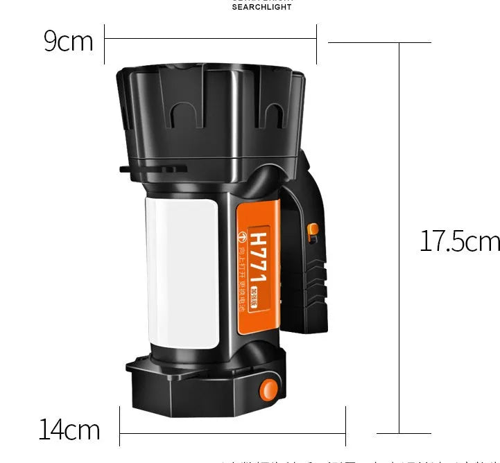 H771 multifunctional portable lamp with shoulder strap and USB charging cable, 1000 or 2000 lumens