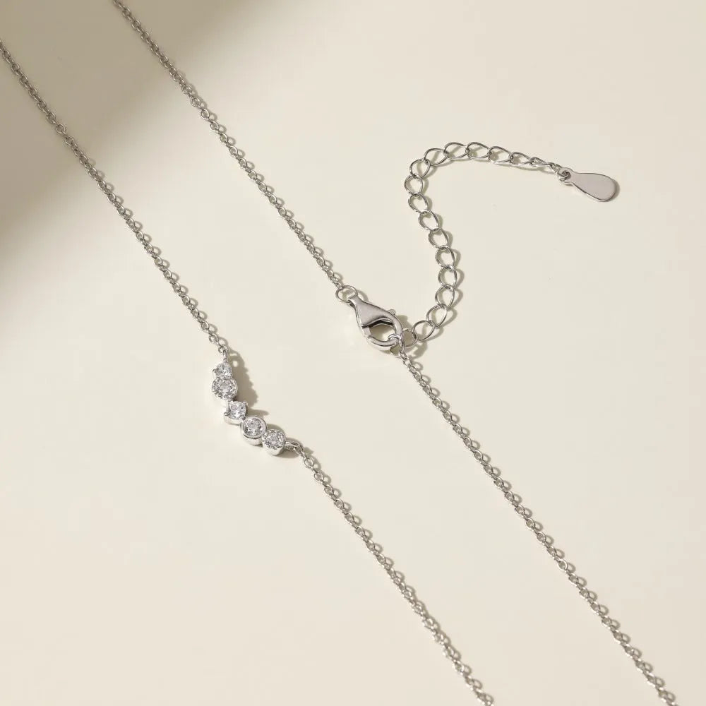 Geometric zircon 925 silver necklace for women in platinum or gold electroplated finish