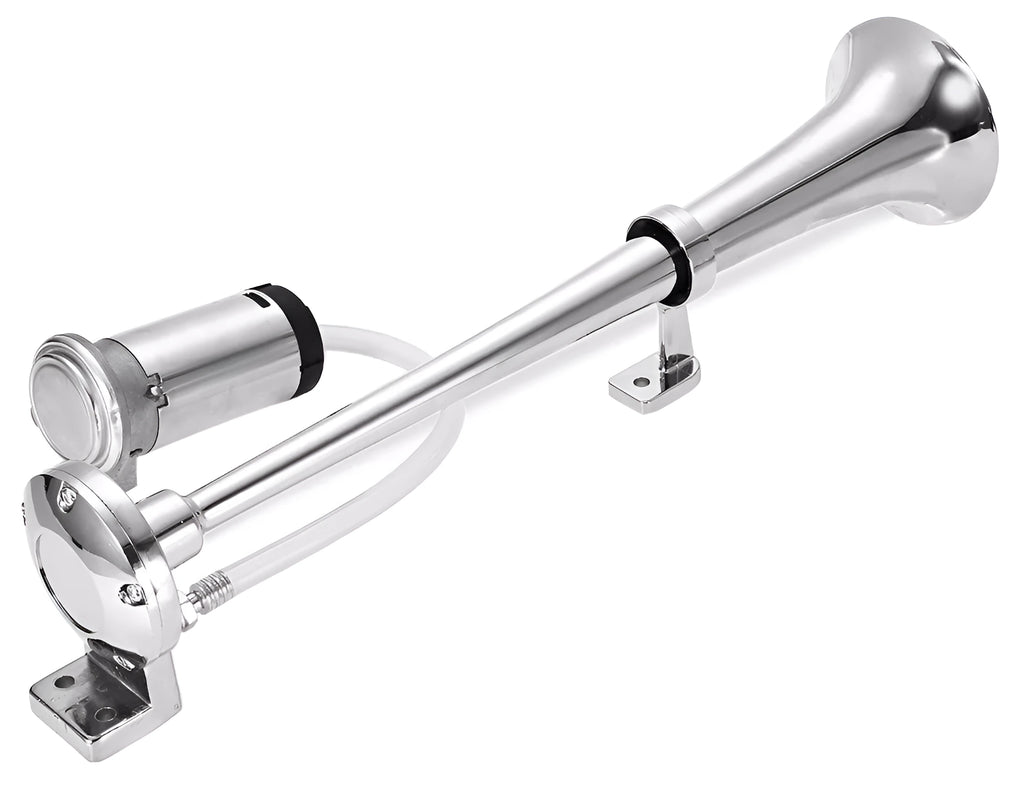 Single trumpet car horn 450mm 12V chrome finish loud train horn