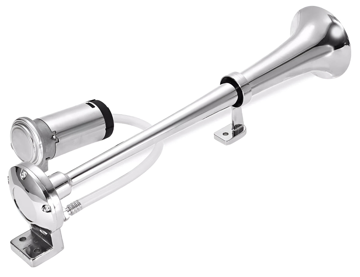 Single trumpet car horn 450mm 12V chrome finish loud train horn