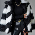 Faux fur coat with contrast lapels and matching fur collar showing 50cm length