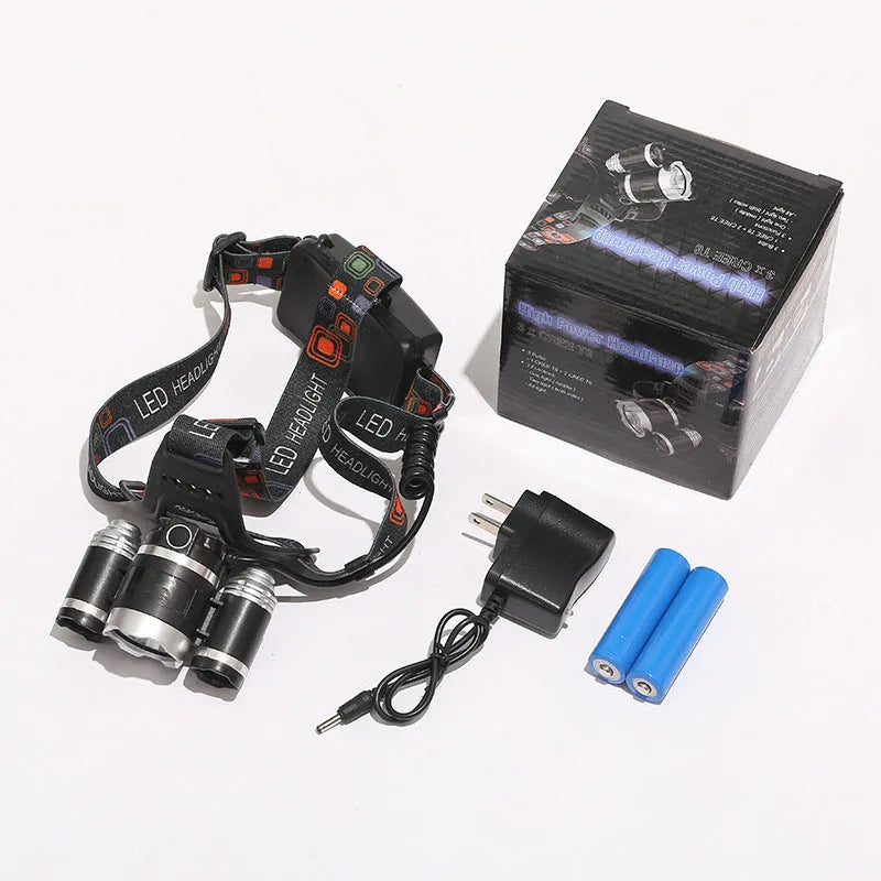 20W LED outdoor charging induction headlamp with T6 light, aluminium alloy housing, and 18650 batteries