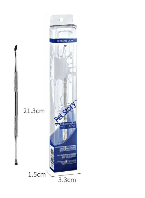 White pet beauty pen with stainless steel tip for cleaning dog and cat teeth and removing tartar