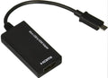 Black DisplayPort to HDMI adapter cable with 12cm lead and Micro USB power port on side