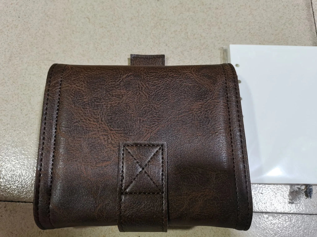Brown A7 notebook with retro leather buckle and loose-leaf binding