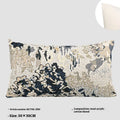 Antique blue wool blend floral decorative cushion in Chinese style, shown in square and waist pillow sizes.