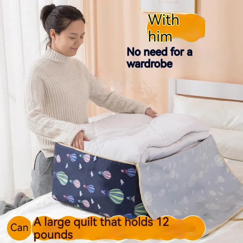 Large capacity Oxford cloth storage bag in navy blue balloon, cube style, for quilts, clothing and moving