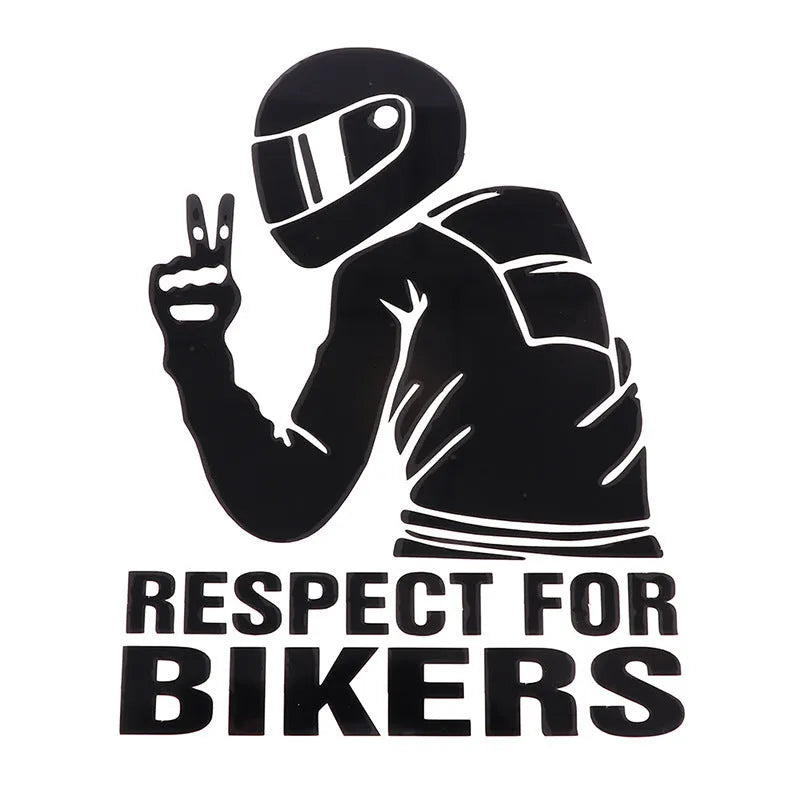Respect For Bikers Hello Brother PET body sticker, 15 x 11cm, in reflective silver or black colour options.