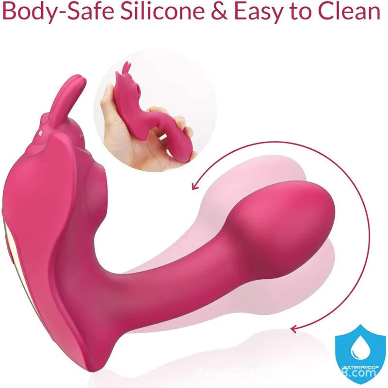 Remote control butterfly wearable silicone vibrator in purple with aluminium bag