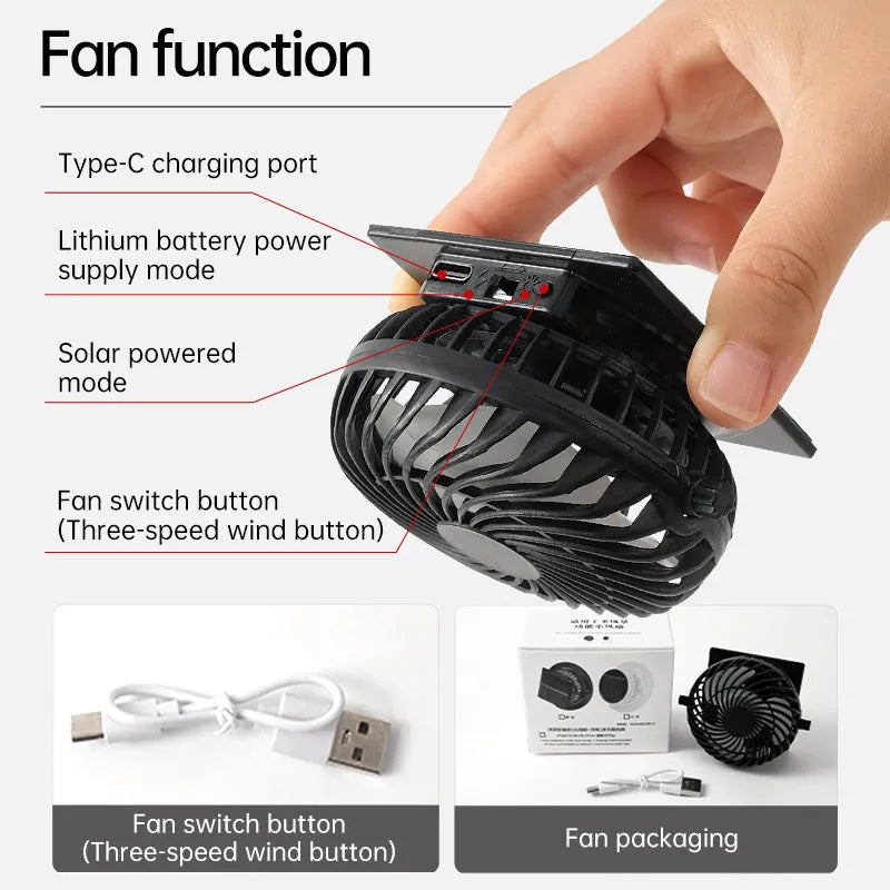 Solar-powered fan hat for men's outdoor fishing with USB charging port and adjustable brim
