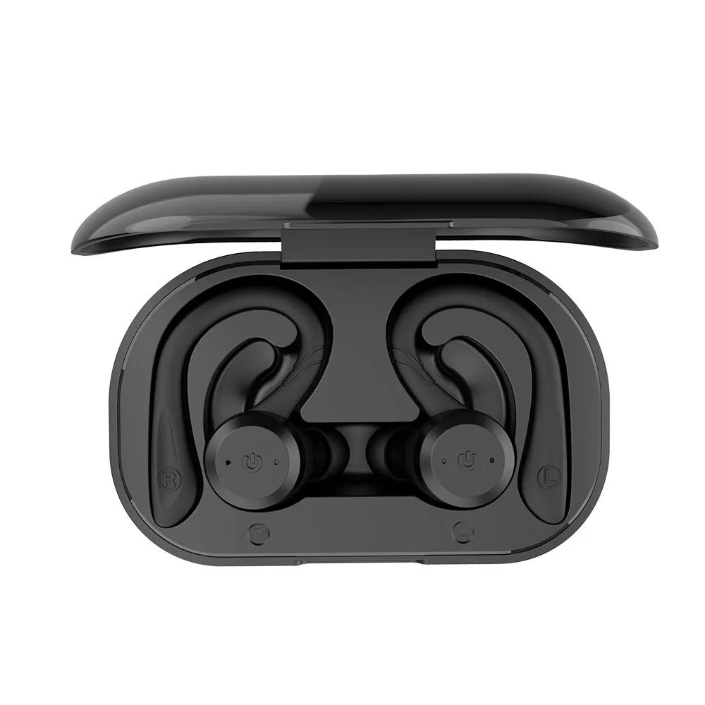 Wireless in-ear Bluetooth headset in black, rose red or fluorescent green with charging case and V5.0 dual mode