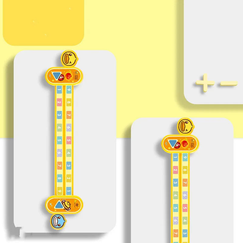 Yellow plastic children's digital decomposition ruler for maths education measuring 24.5cm