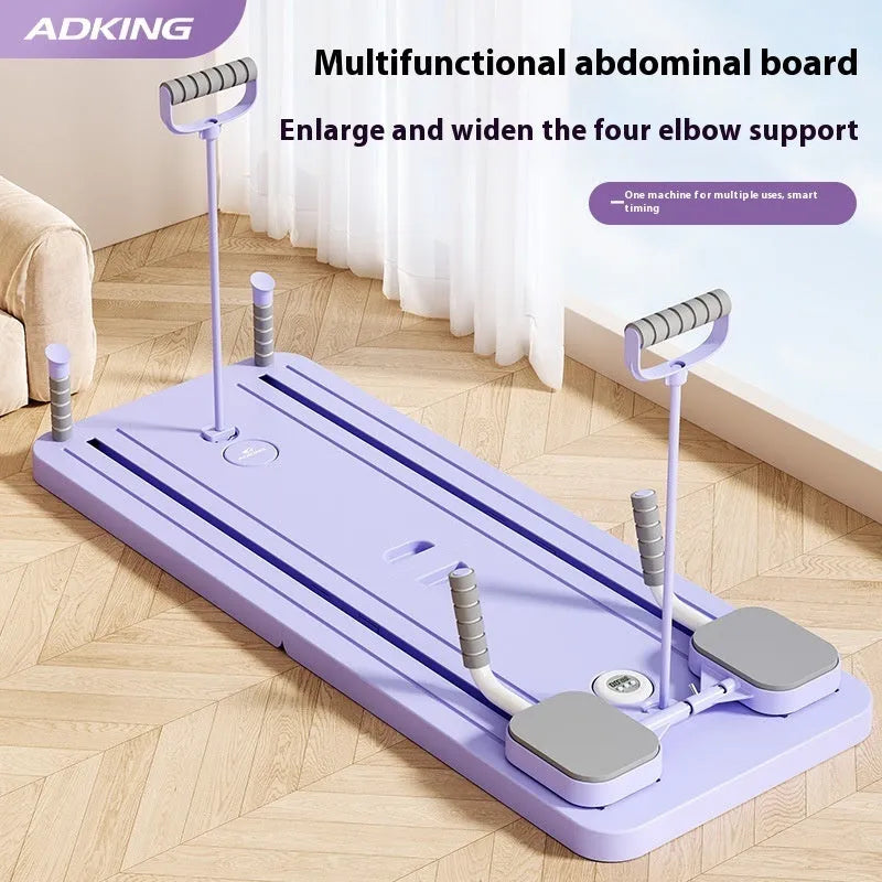 Purple abdominal wheel fitness board with automatic rebound mechanism for multi-muscle home training