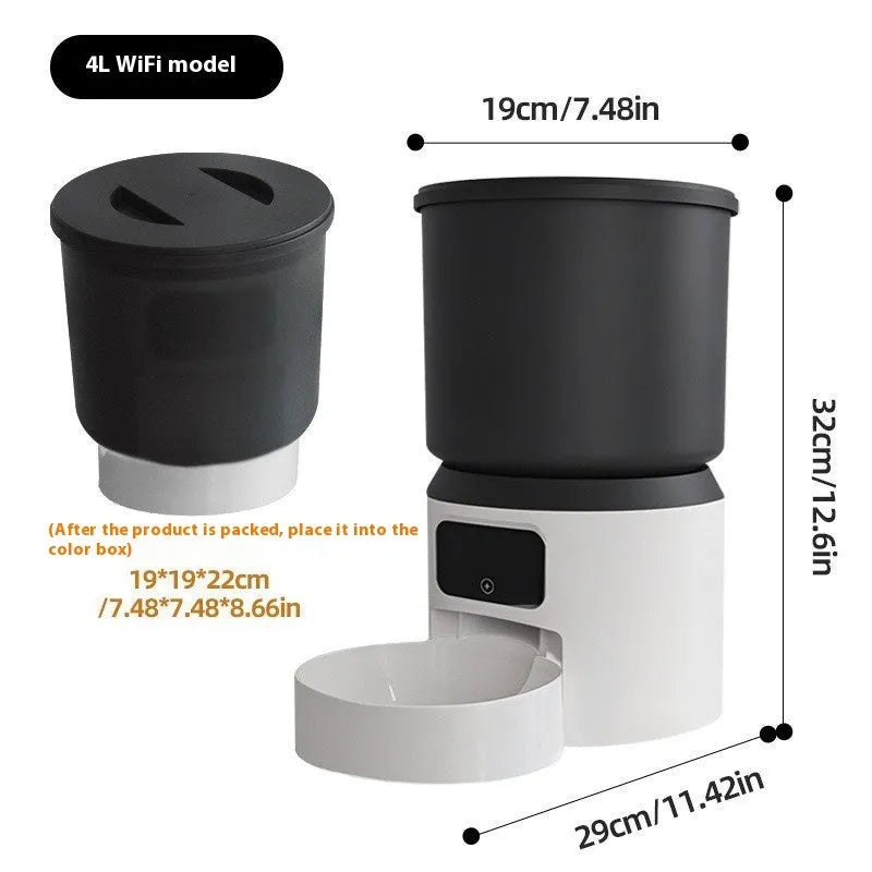 4L smart pet feeder with WiFi remote control and rotatable camera for cats and dogs