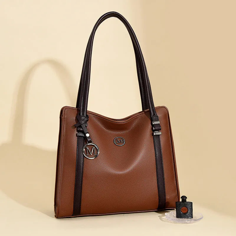 Women's soft PU leather crossbody bag in horizontal square shape with double shoulder straps