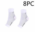 Nylon compression ankle support sleeve with heel hole, breathable and moisture-wicking, in black, red, or white.