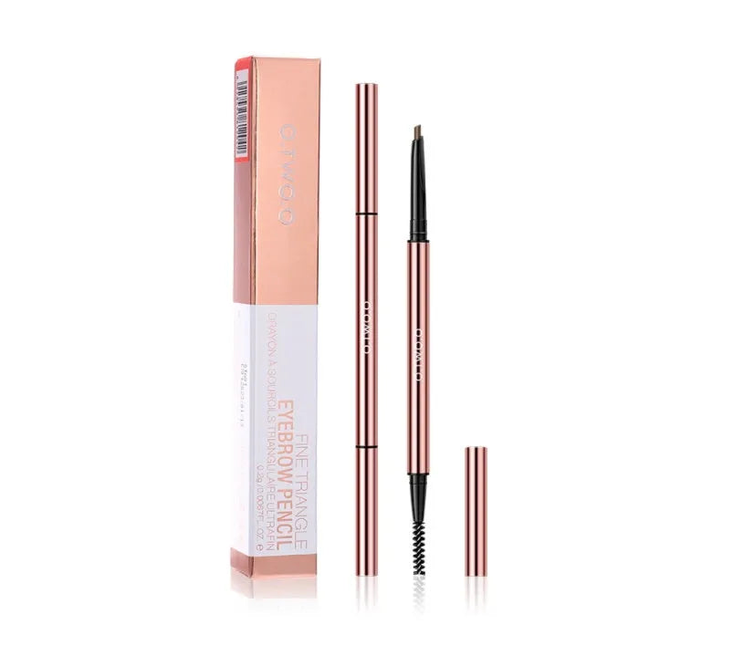 Eyebrow make-up pencil in colour box with six shade options shown.