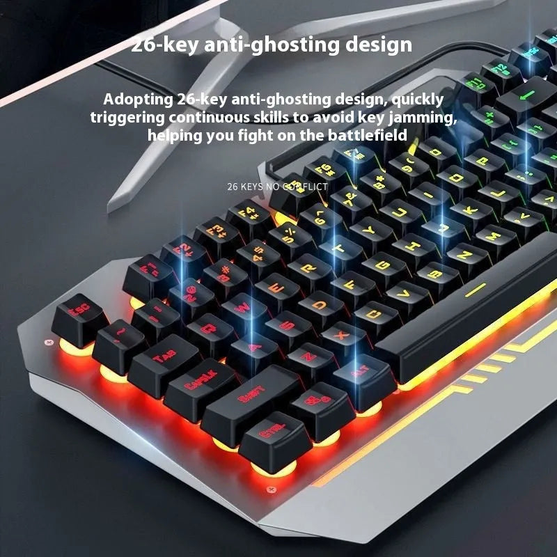 Mechanical gaming keyboard, mouse, and headset bundle in metal packaging box