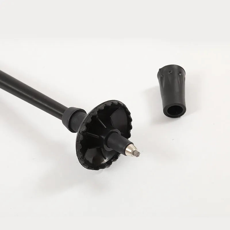 Folding telescopic trekking pole in aluminium alloy, adjustable 36-130cm, shown in black yellow and black blue colour options
