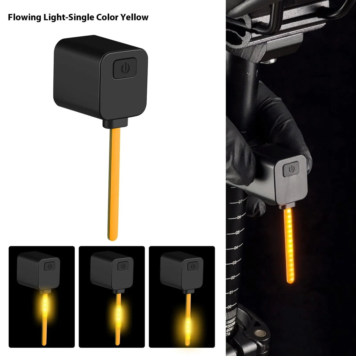 Bicycle rear taillight with running water LED pattern mounted on seat tube