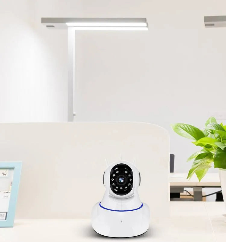White dome-style wireless security camera with 2MP resolution and night vision capability