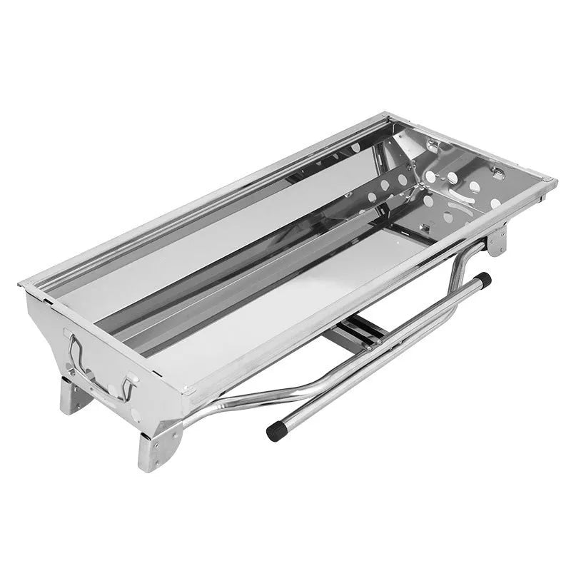 Large stainless steel portable charcoal barbecue oven body with flip design and dual grills