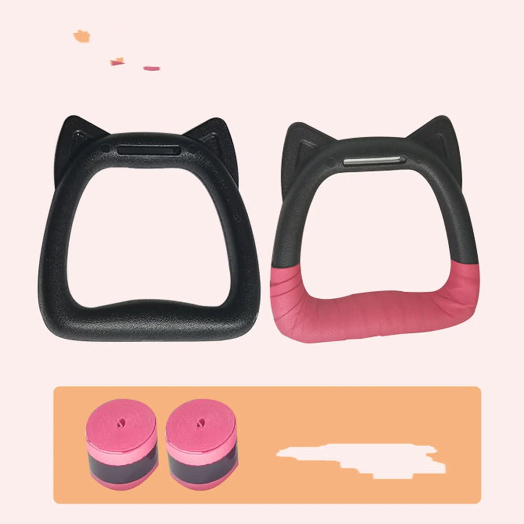 Pair of kids gymnastic rings with black PP handles, 1m or 2m webbing straps, and hand glue