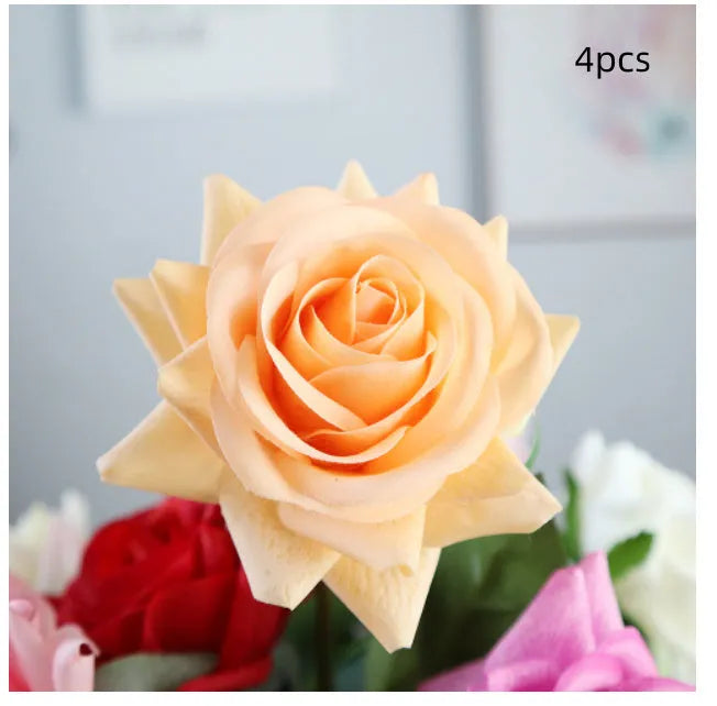 Artificial silk rose flower bouquet with 42cm length in multiple colour options