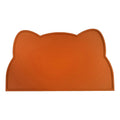 Blue silicone pet feeding mat with cat head design measuring 44cm by 24cm