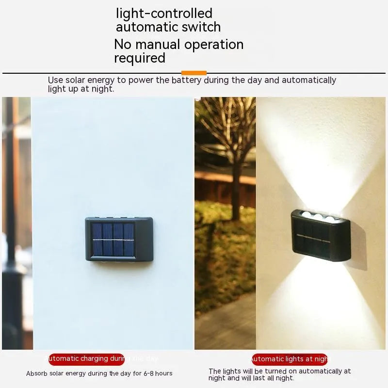 Solar outdoor wall lamp, flower shape convex mirror, 4LED, IP65, warm or white light