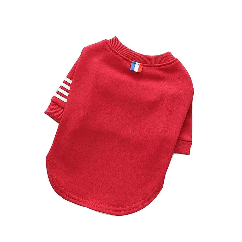 Soft fleece dog sweater in blue with adjustable fit for small to large dogs