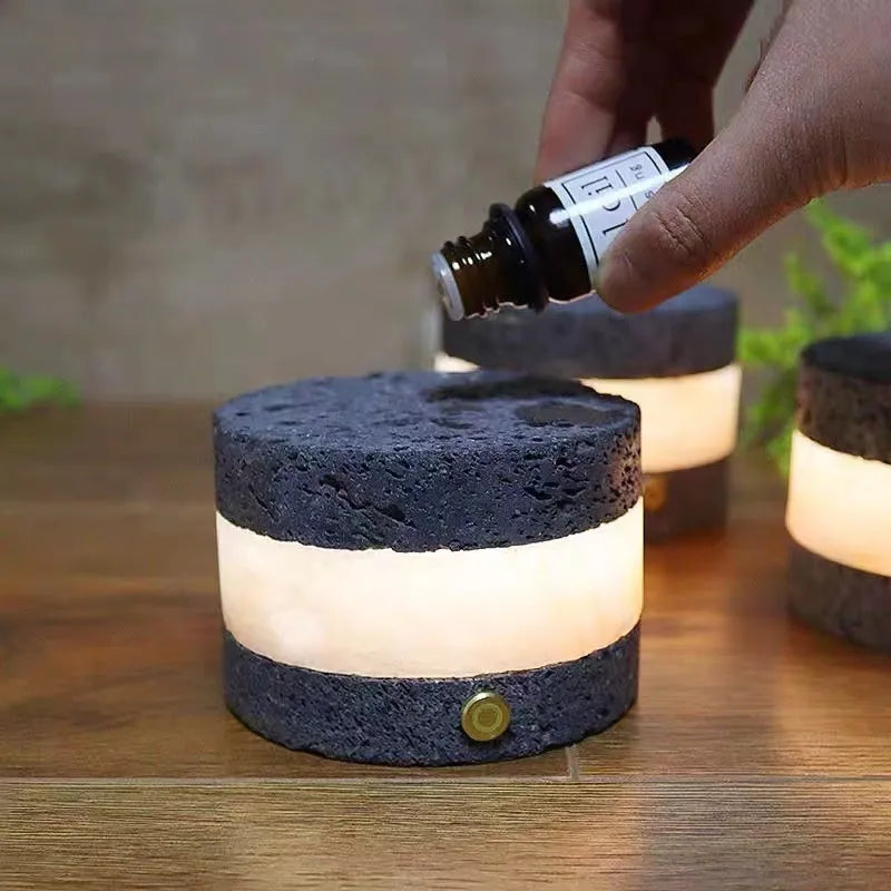 Orange volcanic rock USB touch night lamp with essential oil diffuser and dimming function