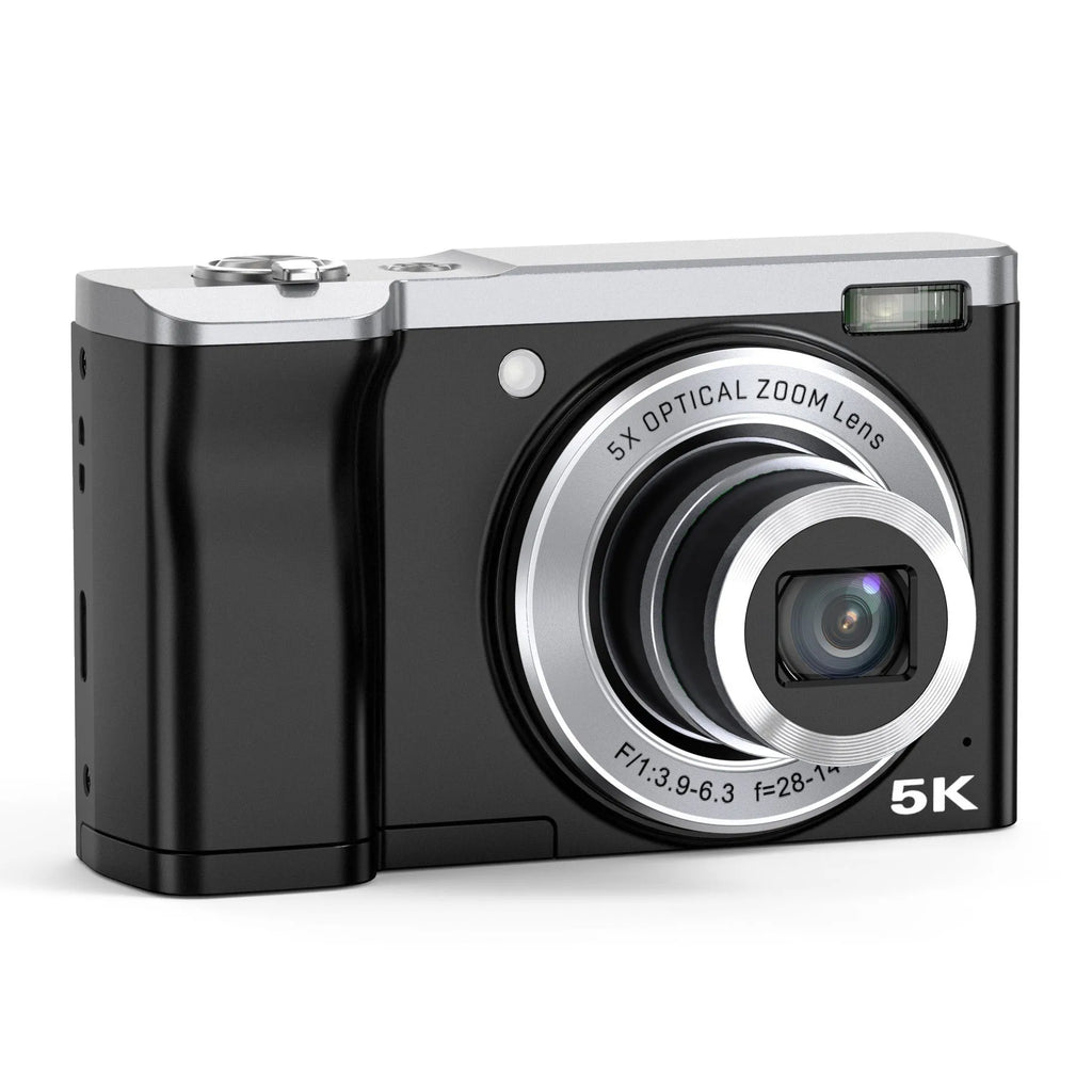 5K HD digital camera with optical zoom, anti-shake, in black, with Full HD screen