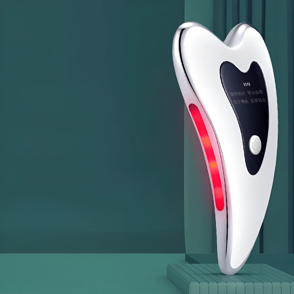 Electric USB Rechargeable Facial Scraping Body Guasha Massager Wrinkle Remover Board Scraping Scraper Tool Body Massage ABS Material 800mAh Battery 13cm x 7.5cm x 2cm Portable Handy Size for Face and Body Acupoint Massage and Neck Protection