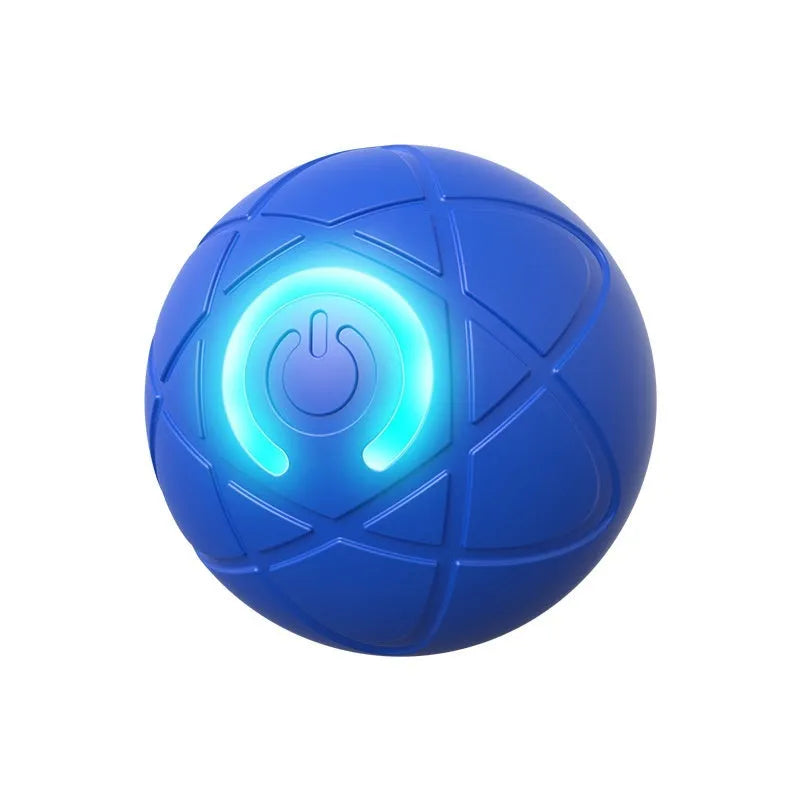 Rubber pet toy ball for dogs and cats in orange red or sapphire blue, single or dual mode