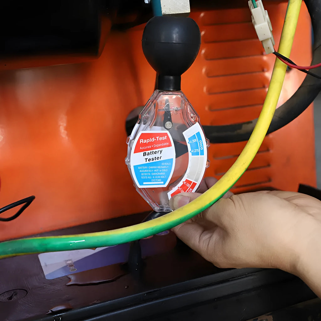 Electrolyte hydrometer for lead acid battery testing with suction bulb and measurement scale