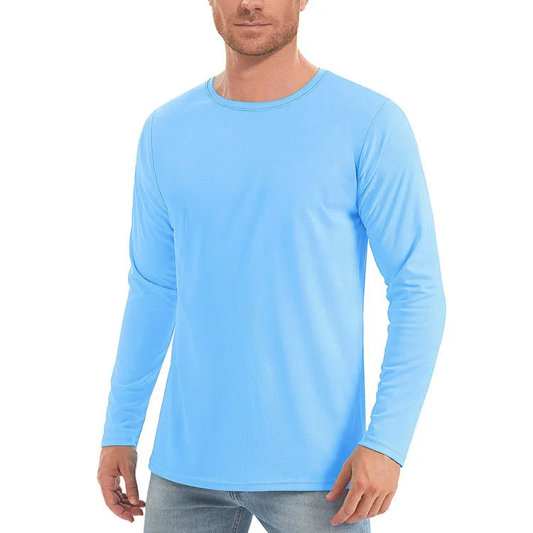 UV protection long sleeve top in solid colours, polyester quick-dry fabric, sizes S to XXXL
