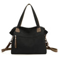 Large capacity canvas shoulder bag for women with zipper, phone and file pockets in grey, black, brown or khaki