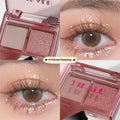 DIKALU two-tone eyeshadow palette showing pink and black colour pans with matte and shimmer finishes