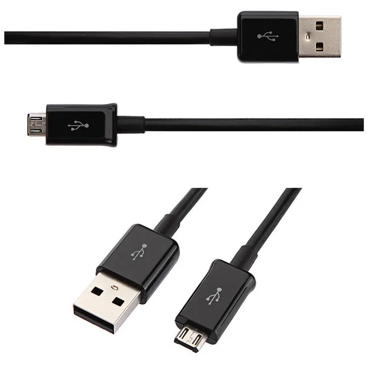 Black and white Android Micro USB data cables with 1m length for phone charging and data transfer