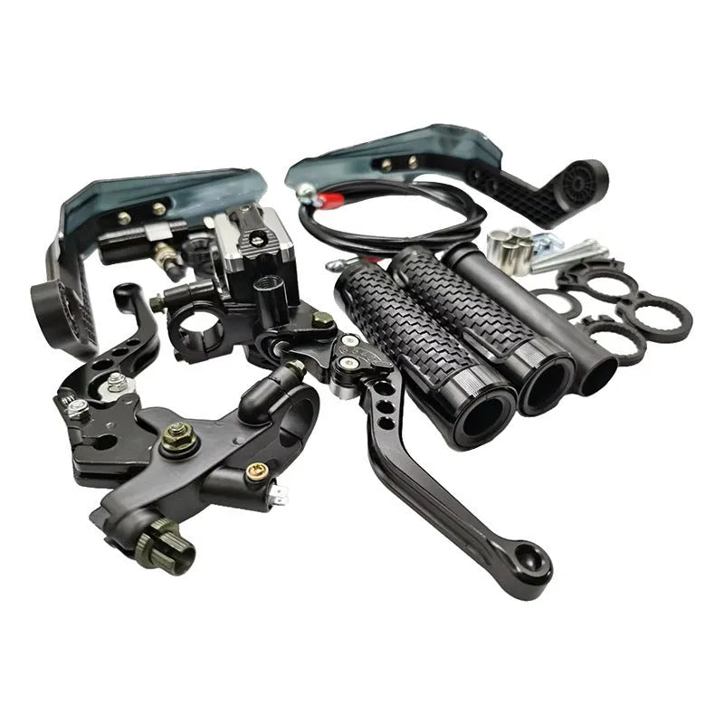 Black motorcycle brake cover for brake and clutch lever modification, general fit, supplied as one brake set.