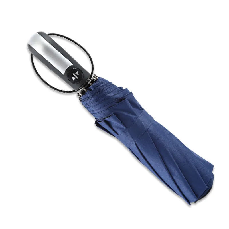 Business foldable automatic advertising umbrella in black, navy blue, or wine red with triple folding design