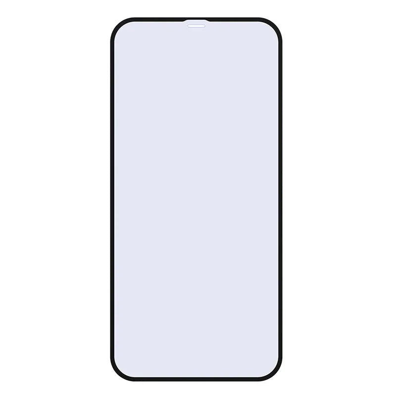 Black 0.23mm tempered glass screen protector for iPhone 12 mini with curved edges and anti-blue light filter