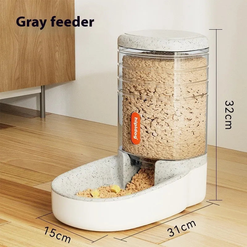 Grey automatic pet water fountain with 3.8L large capacity for dogs and cats.